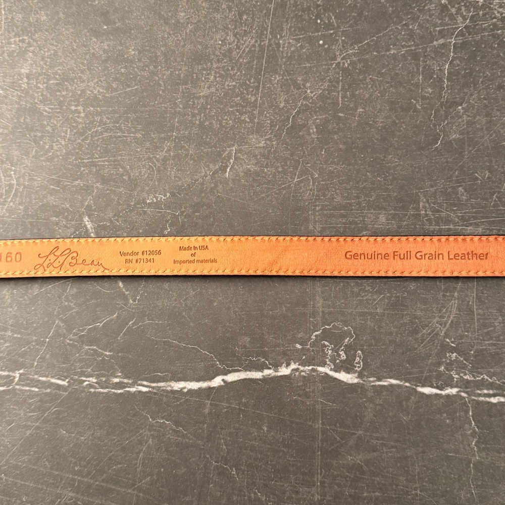 Women L.L. Bean Leather Belt 30 Blue Pebbled Full Grain Brass Buckle-Excellent - Picture 5 of 7